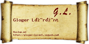 Gloger Lóránt névjegykártya